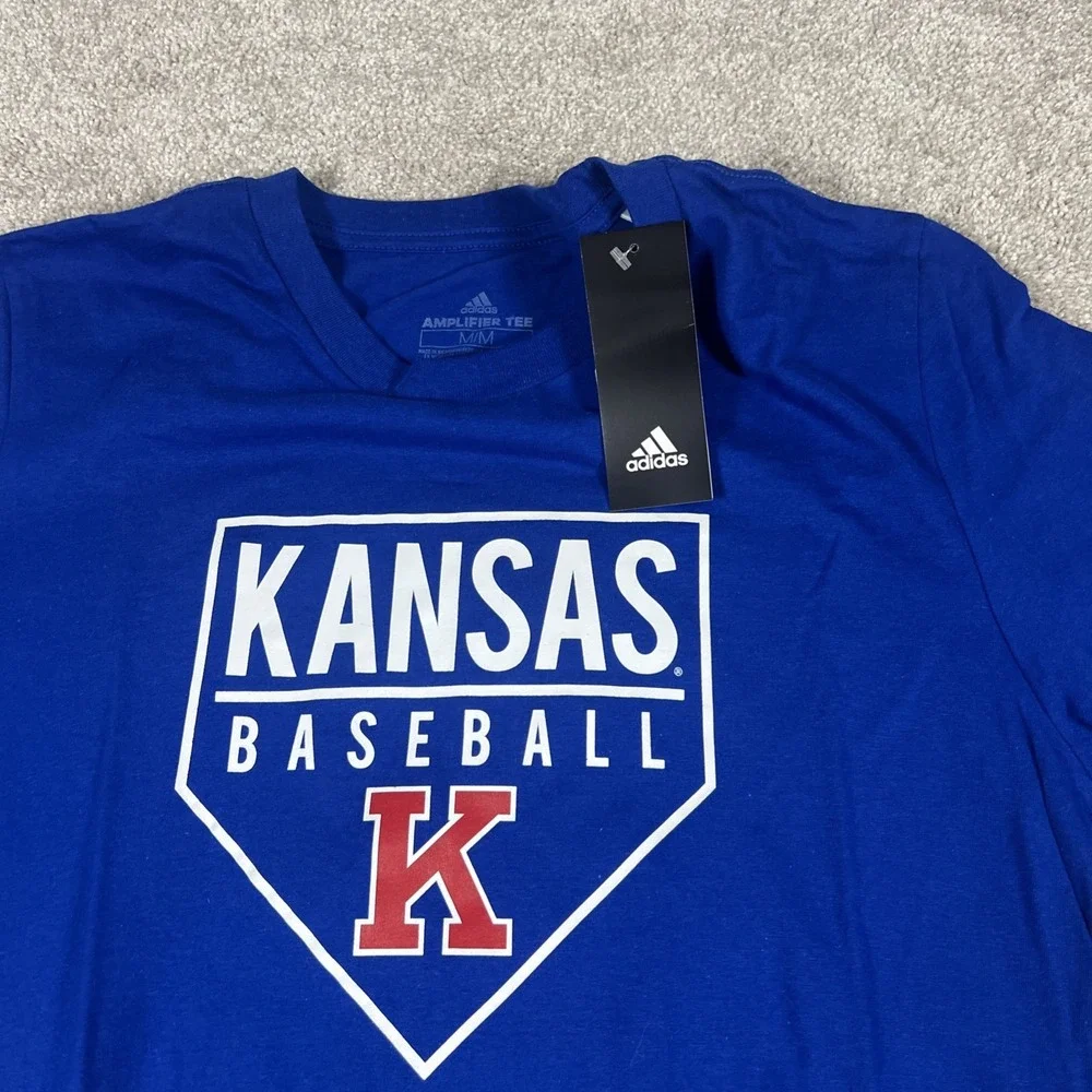 Adidas Kansas Jayhawks Baseball Amplifier Tee Mens Medium Royal‎ Blue Shirt NEW
